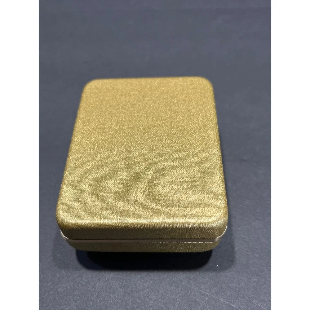 Vintage Bluebird Jewelry Box Gold Textured Clamshell Case Yellow Velvet Interior